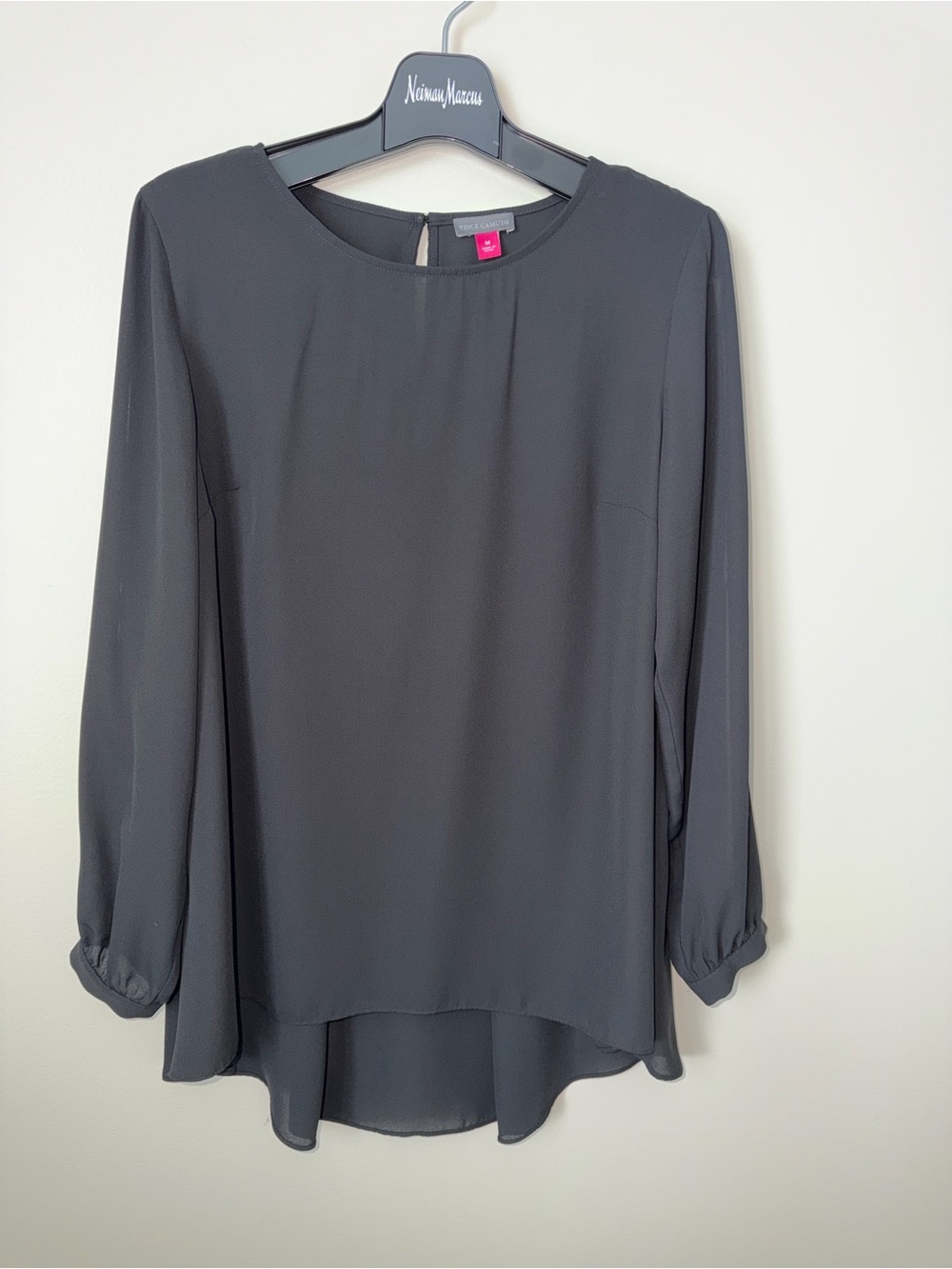 Vince Camuto Black Sheer Long-Sleeve Blouse